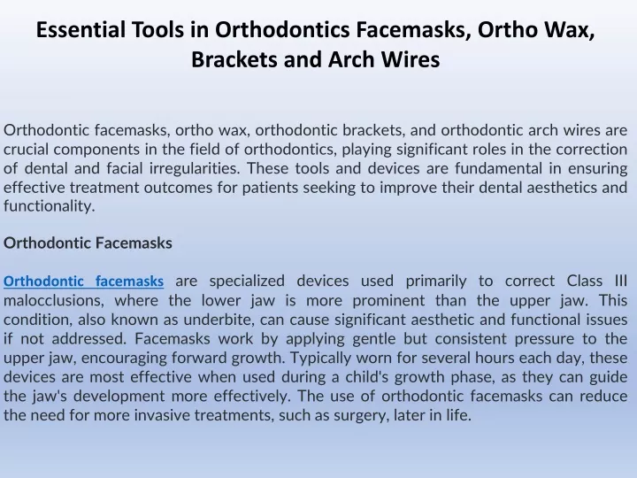 essential tools in orthodontics facemasks ortho