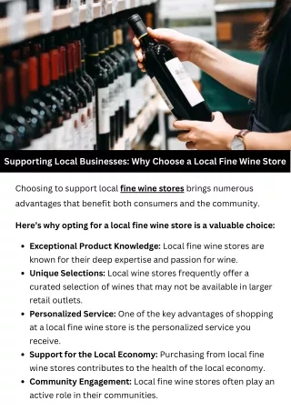 Supporting Local Businesses: Why Choose a Local Fine Wine Store