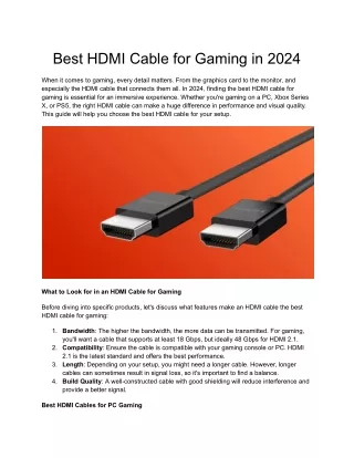 Best HDMI Cable for Gaming in 2024