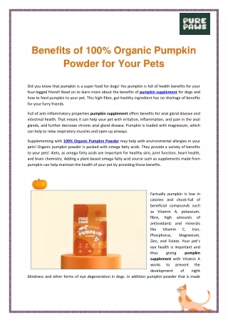 100% Organic Pumpkin Powder - PDF