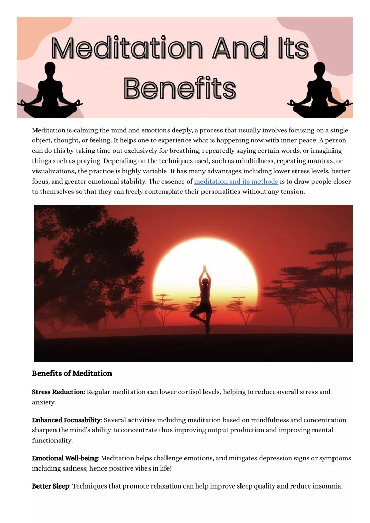 meditation and its meditation and its benefits