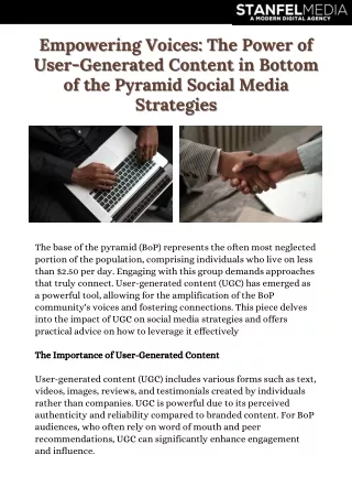 Empowering Voices The Power of User-Generated Content in Bottom of the Pyramid Social Media Strategies