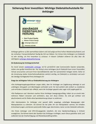 anhänger diebstahlsicherung