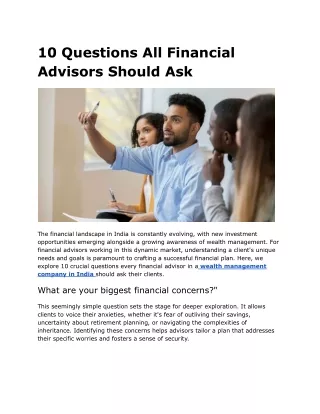 10 Questions All Financial Advisors Should Ask