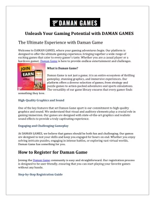Unleash Your Gaming Potential with DAMAN GAMES