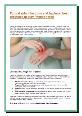 Fungal skin infections and hygiene: best practices to stay infection-free