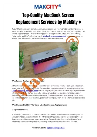 Top-Quality MacBook Screen Replacement Services by MakCity®