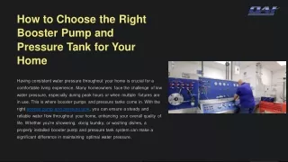 How to Choose the Right Booster Pump and Pressure Tank for Your Home