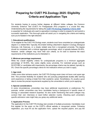 preparing for cuet pg zoology 2025 eligibility