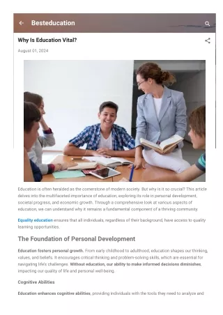 Why Is Education Vital