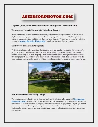 Capture Quality with Assessor Recorder Photographs | Assessor Photos