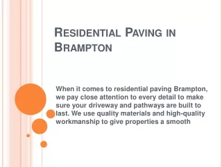 Residential Paving in Brampton