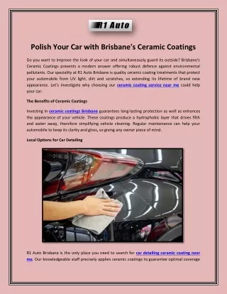 Polish Your Car with Brisbane's Ceramic Coatings