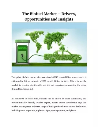 Roman Zenon Dawidowicz | Guide to the Biofuel Market