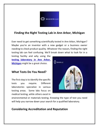 Finding the Right Testing Lab in Ann Arbor, Michigan