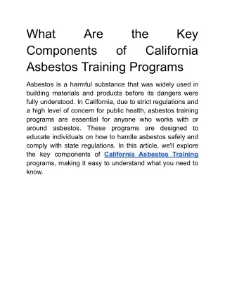 What Are the Key Components of California Asbestos Training Programs