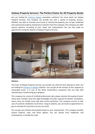 Galway Property Services The Perfect Choice for All Property Needs