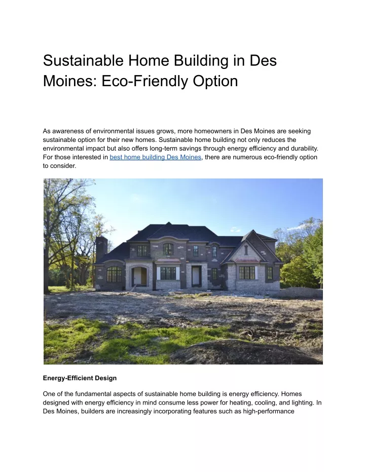 sustainable home building in des moines