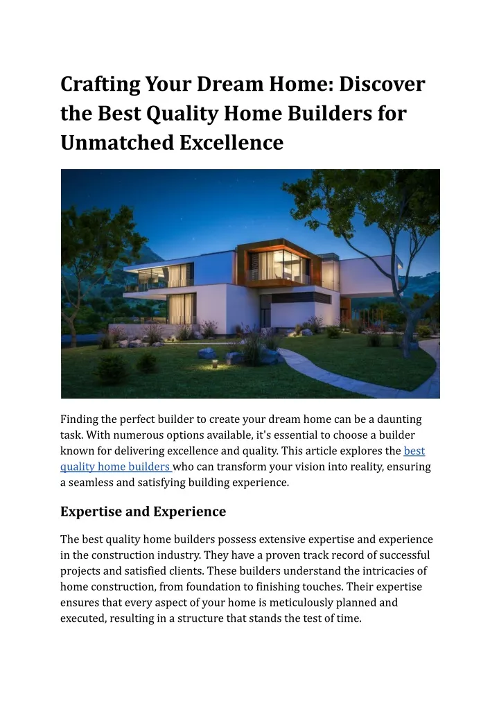 crafting your dream home discover the best