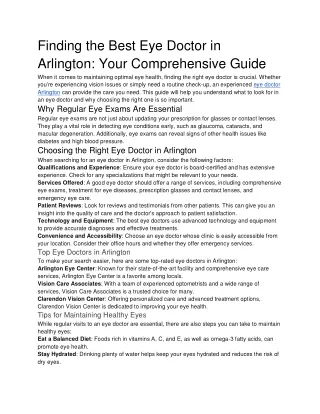 Finding the Best Eye Doctor in Arlington_ Your Comprehensive Guide