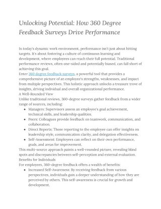 Unlocking Potential_ How 360 Degree Feedback Surveys Drive Performance