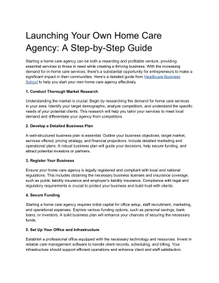 launching your own home care agency a step