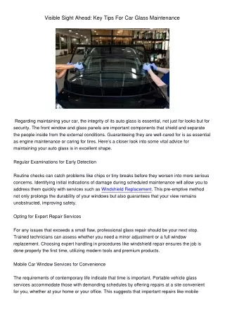 visible sight ahead key tips for car glass