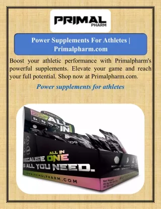 Power Supplements For Athletes   Primalpharm.com