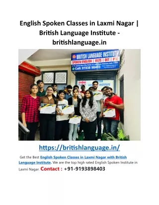 english spoken classes in laxmi nagar british