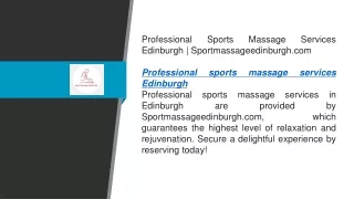 Professional Sports Massage Services Edinburgh  Sportmassageedinburgh.com