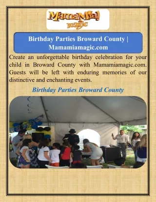 Birthday Parties Broward County   Mamamiamagic.com