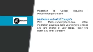 Meditation To Control Thoughts  Mindsetunderground.com