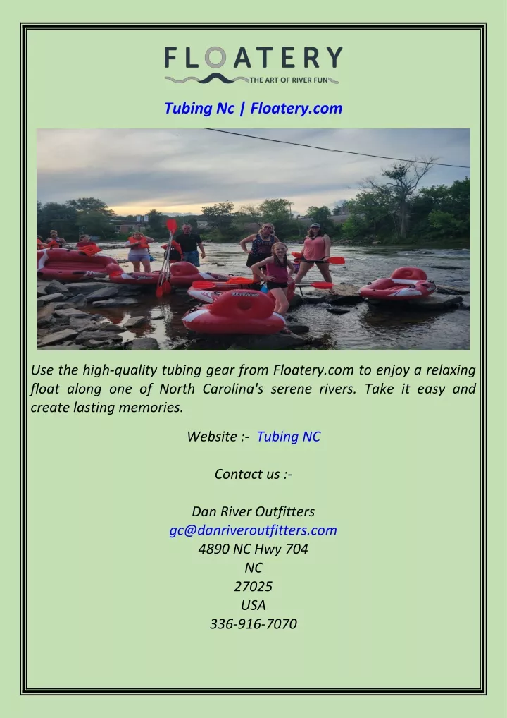 tubing nc floatery com