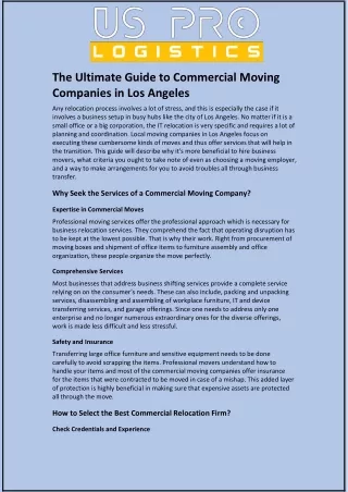 The Ultimate Guide to Commercial Moving Companies in Los Angeles