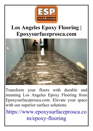 Los Angeles Epoxy FlooringEpoxysurfaceprosca.com