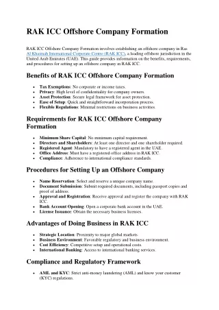 RAK ICC Offshore Company Formation