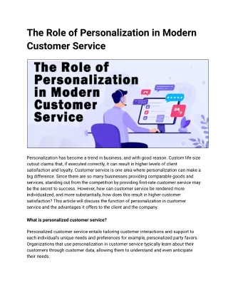 The Role of Personalization in Modern Customer Service