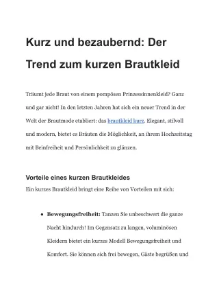 Kurz und bezaubernd_ Der Trend zum kurzen Brautkleid