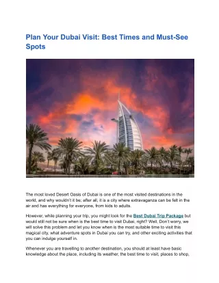 Best Time To Visit Dubai