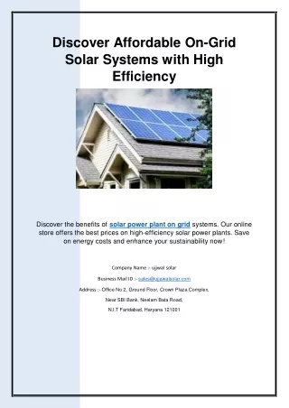 Discover Affordable On-Grid Solar Systems with High Efficiency