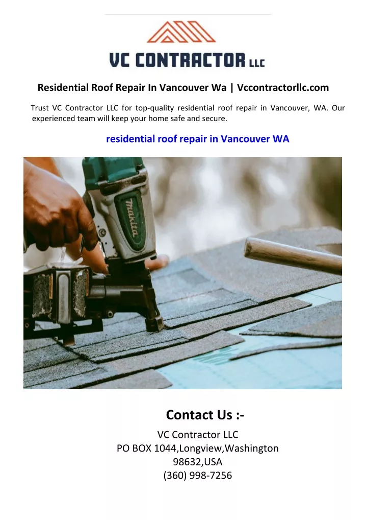 residential roof repair in vancouver