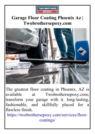 Garage Floor Coating Phoenix Az  Twobrothersepoxy.com