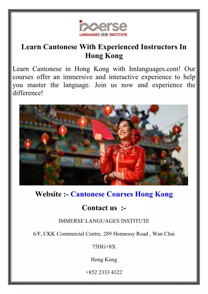 learn cantonese with experienced instructors