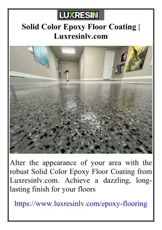 Solid Color Epoxy Floor Coating  Luxresinlv.com