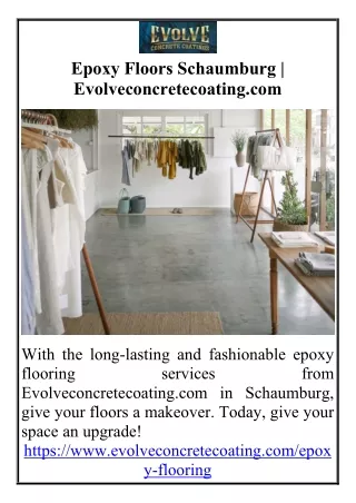 Epoxy Floors Schaumburg  Evolveconcretecoating.com