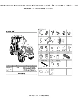 Kubota M5072NC-EC Tractor Parts Catalogue Manual (Publishing ID BKIDK5359)