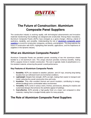 The Future of Construction: Aluminium Composite Panel Suppliers