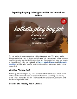 exploring playboy job opportunities in chennai