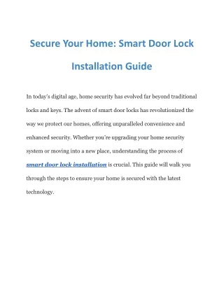 The Ultimate Guide to Smart Door Lock Installation