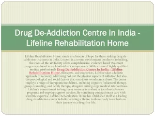 drug de addiction centre in india lifeline rehabilitation home